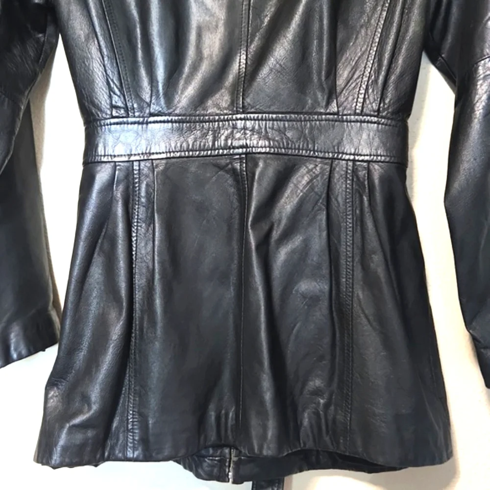 Vintage Jacqueline Ferrar Black Genuine Lambskin Coat Size Small - Picture 6 of 15